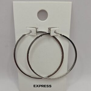 NEW Express Shimmering Silver Hoop Earrings